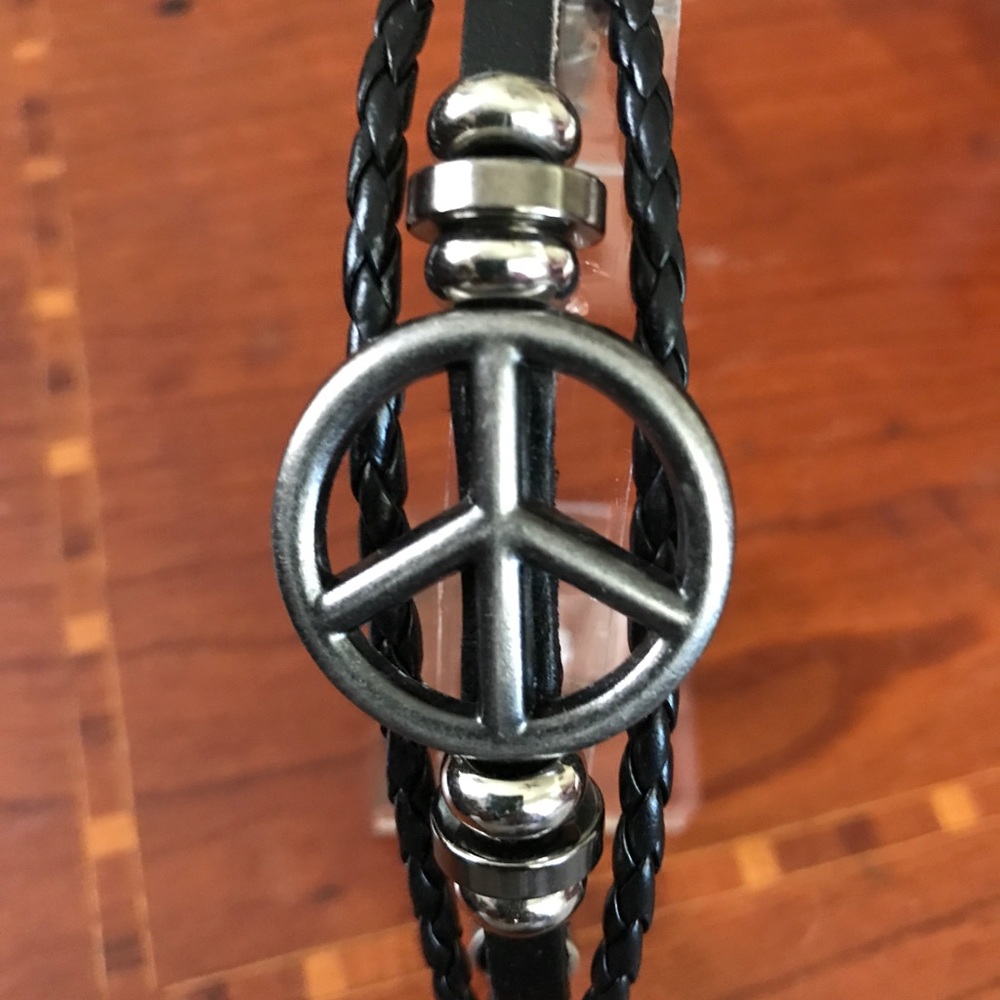 Leather “Peace” Bracelet.  NWOT